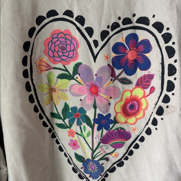NWT Natural Life Heart Floral Sweatshirt Oversized Exposed Seams Boho Size XL - Picture 4 of 11